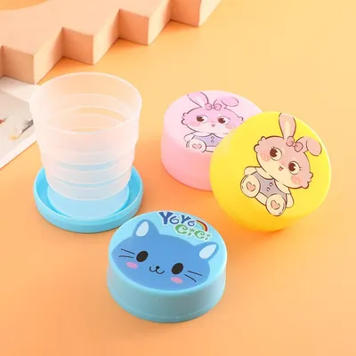 Cartoon Printed Portable Plastic Cup (1 Pc)