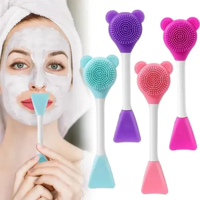 Bear Silicone Double Head Facial Mask Brush (1 Pc)