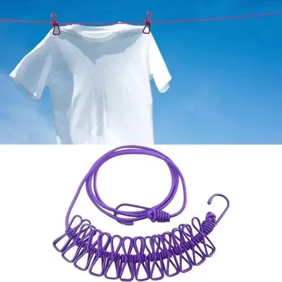 Cloth Drying Rope with 12 Clips