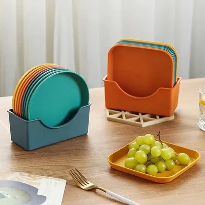 Plastic Plates With Stand ( 10 Pc )