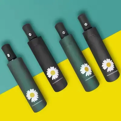 One Button Click Automatic On/Off Daisy Pattern Umbrella
