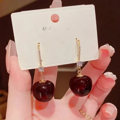 Crystal Red Cherry Earrings