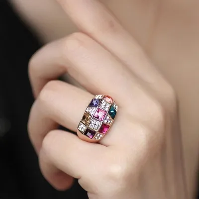  Unique Colorful Zircon Finger Ring