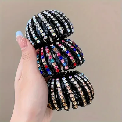 Sparkling Rhinestone Women Bun Hair Band clip (1 pc)