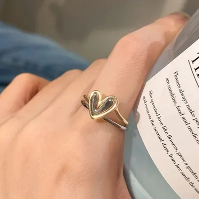 2 pc Adjustable Heart Matching Charming Finger Ring 
