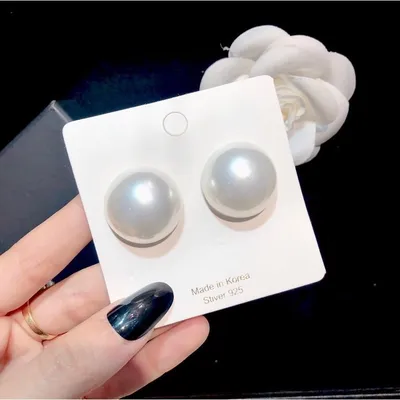 Stylish Big Size White Pearl Stud Earring
