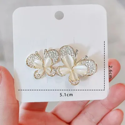 Golden White Double Butterfly Hijab Brooch/Pin