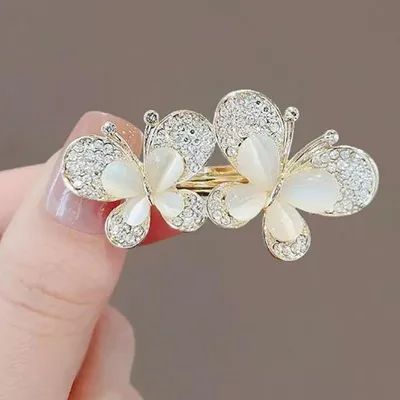 Golden White Double Butterfly Hijab Brooch/Pin