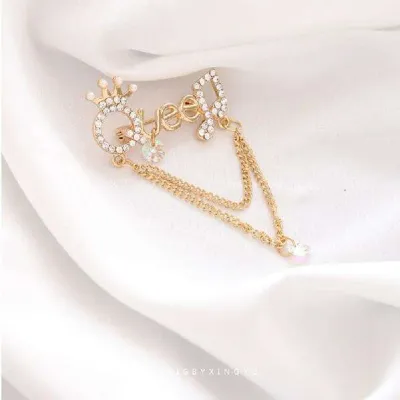Unique Queen Letter Tassel Brooch Pin