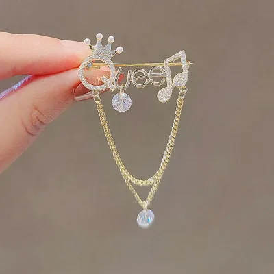Unique Queen Letter Tassel Brooch Pin