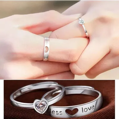  Zircon Heart Matching Couple Finger Rings (2pc)
