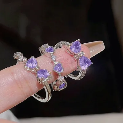  Rhinestone Bowknot Adjustable Finger Ring (3pc)