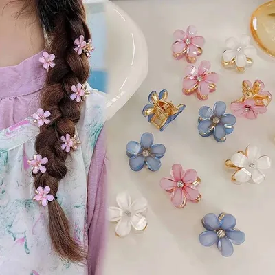 Crystal Rhinestone Flower hair clips for girls (3 pcs)