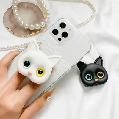 Cartoon Cat Design Foldable Mirror Pop Socket (1 pc)