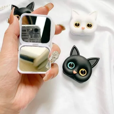 Cartoon Cat Design Foldable Mirror Pop Socket (1 pc)