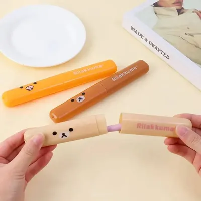 2 Pcs Portable Cartoon Bear Cute Toothbrush Box Holder 