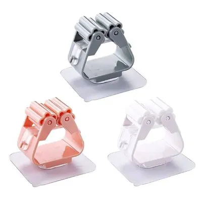 Mop Plastic Wall Broom Holder With Glue Sticker (2 pc)