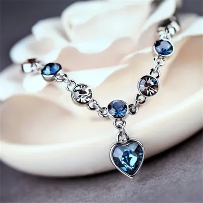 Heart Shape Crystal Blue Bracelet