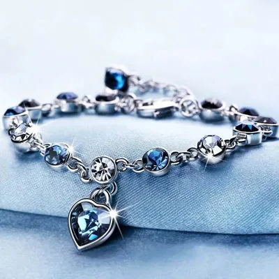 Heart Shape Crystal Blue Bracelet