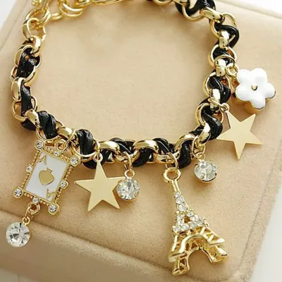 Eiffel Tower Stars Charm Bracelet (1 Pc)