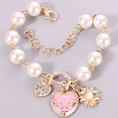 D Letter Love Heart Flower Bracelet