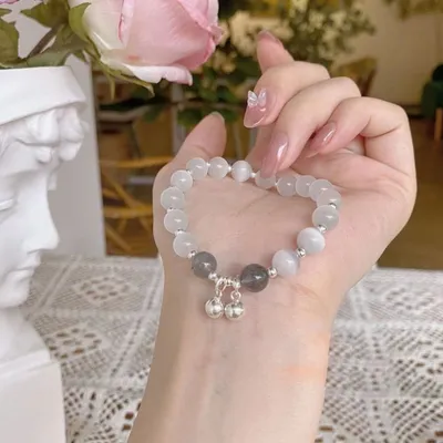 Adjustable Opal Bell Moonstone Bead Bracelet 2 pc