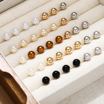 36 pcs Tiny Colorful Pearl Design Stud Earring Set 