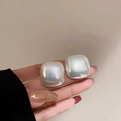 Stylish Pearl Square Stud Earrings