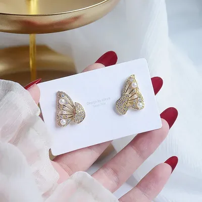 Rhinestone Butterfly Stud Earrings