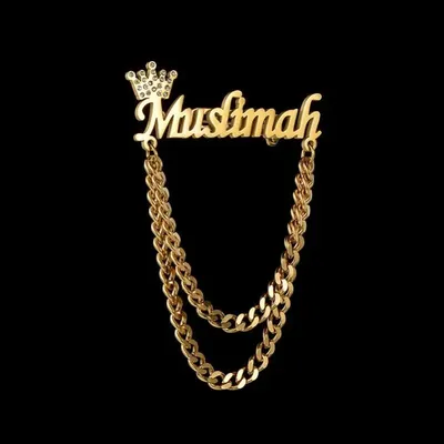 Double Chain Golden Muslimah Letter Brooch