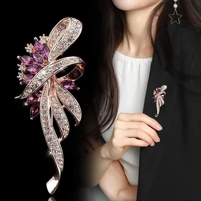 Crystal Flower Brooch Lapel Pin