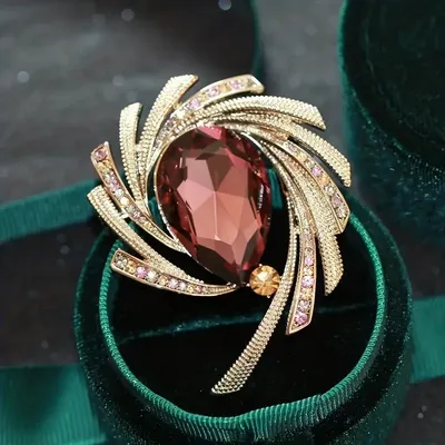 Elegant Crystal Rhinestone Spiral Brooch