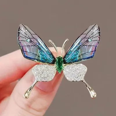 Butterfly Themed Fashion Enamel Crystal Brooch