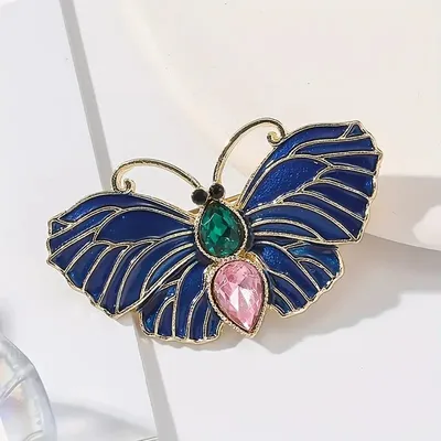 Elegant Blue Butterfly Hijab Pin