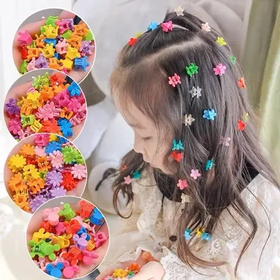 Colorful Small Star Flower Design Baby Hair Clips (50 pcs)