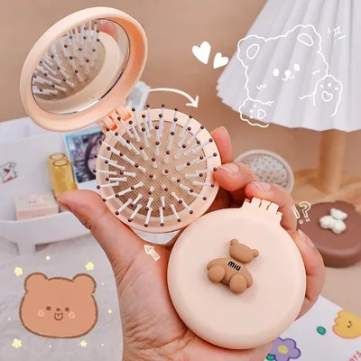 Cartoon Bear Hair Combs with Mirror (1 pc)