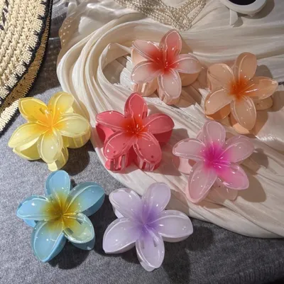 Plumeria Flower Design Claw Style Hair Clip (1 pc)