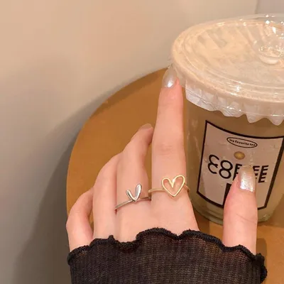 Two Tone Lovely Heart Rings (2 Pc)