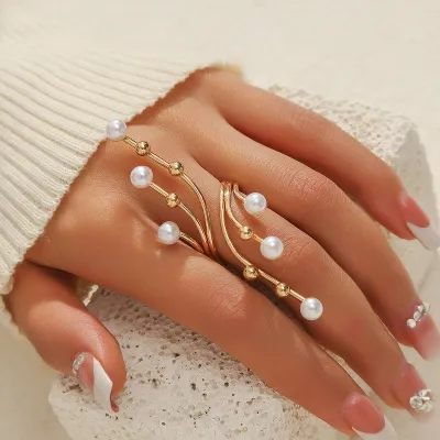 Elegant Exaggeration Double Layer Large Pearl Rings (1 pc)