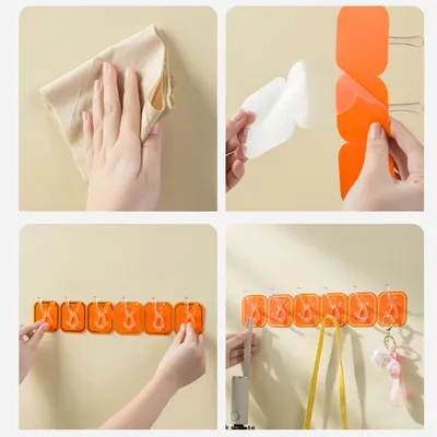 Kitchen Bathroom Six Row Wall Hook Wall Hanger (6 pcs)