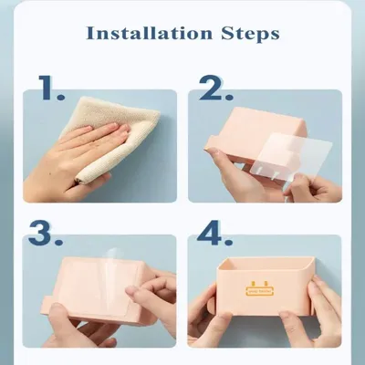 Adhesive Square Shape Remote Mobile Wall Holder 