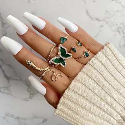 Crystal Butterfly Snake Finger Knuckle Ring set (6 pcs)
