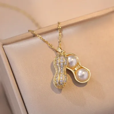 Delicate Small Peanut Pendant Necklace