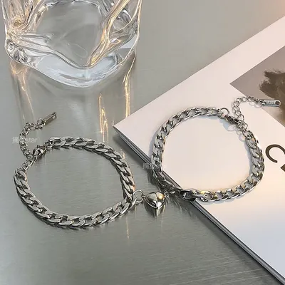 2 Pcs Couple Heart Magnetic Bracelet