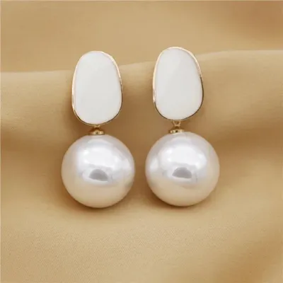 1 pair Korean Style Big Pearl Earrings