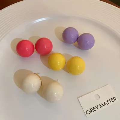 Trendy Colorful Ball Design Candy Earrings