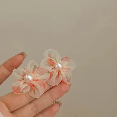 Korean Stylish Big Flower Pearl Stud Earrings