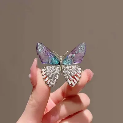 Fashionable Crystal Colorful Butterfly Hijab Brooch/Pin