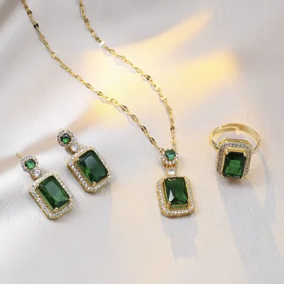 Elegant Double Stone Luxuary Chain Necklace Set