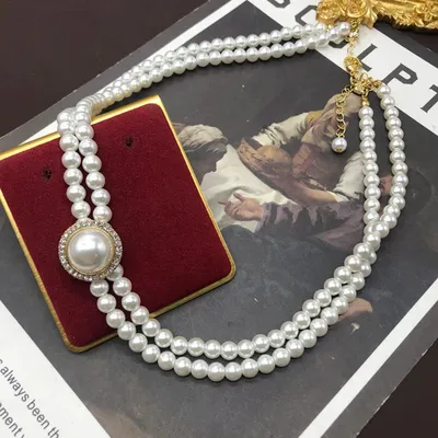 Vintage Double Layer Retro Pearl Elegant Necklace Set